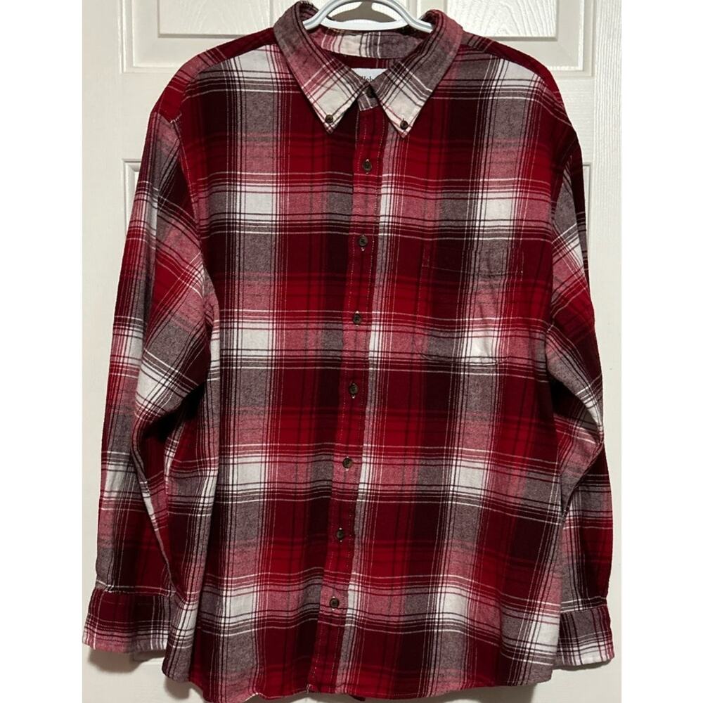 Saddlebred Men's Red White Plaid Long Sleeve‎ Button Down Flannel Shirt Size 2X